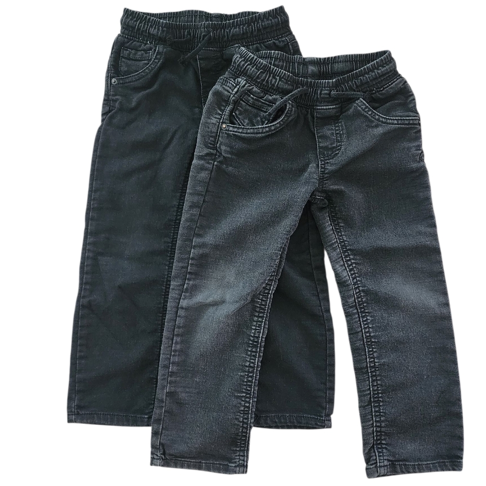 Cat & Jack Boys Pull-On Soft Denim Jeans Bundle (Size 4T) – Black & Dark Grey